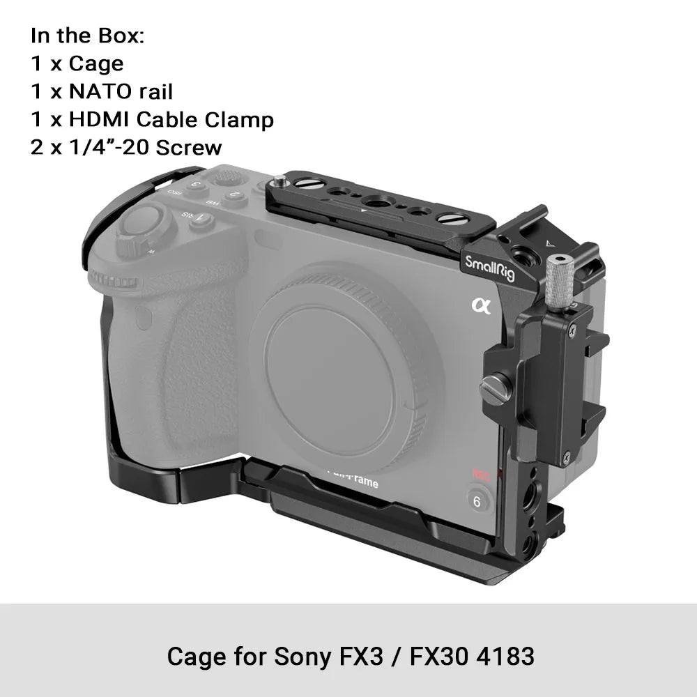 Cage SmallRig 4183 pour Sony FX30/FX3, Kit de plate-forme de caméra avec serre-câble, Rail NATO, accessoires pour micro et lumière