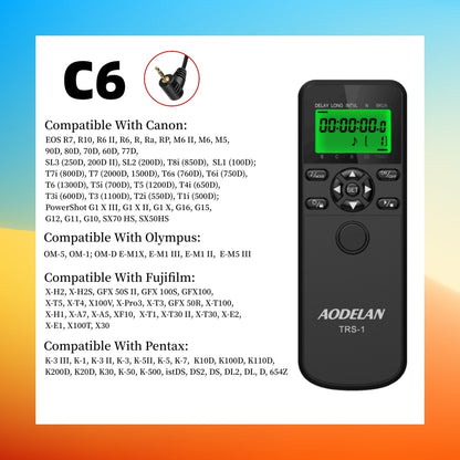 Intervallomètre minuterie déclencheur télécommande AODELAN pour Canon Nikon Sony Panasonic Olympus Fujifilm