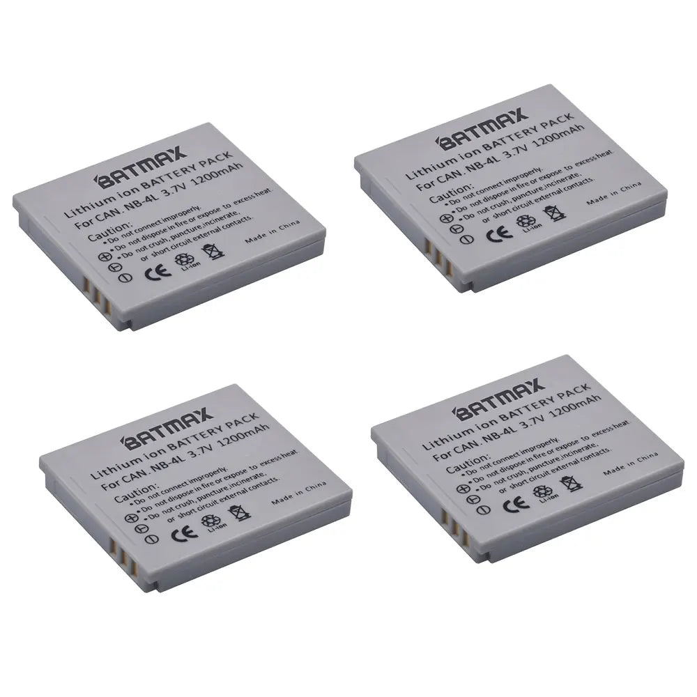 Batterie Batmax NB-4L NB4L + chargeur pour Canon IXUS 50 55 60 65 80 75 100 I20 110 115 120 130 IS 117 220 230 255 HS SD780