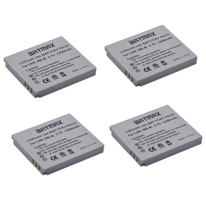 Batterie Batmax NB-4L NB4L + chargeur pour Canon IXUS 50 55 60 65 80 75 100 I20 110 115 120 130 IS 117 220 230 255 HS SD780