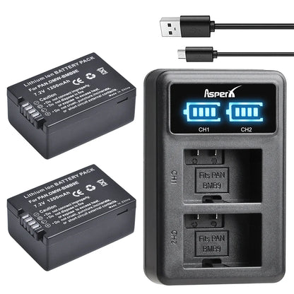 Batterie + chargeur Aspern DMW-BMB9 DMW BMB9 BMB9E pour Panasonic Lumix DC-FZ82 FZ70 FZ60 FZ100 FZ150 FZ40 FZ45 FZ47 FZ48