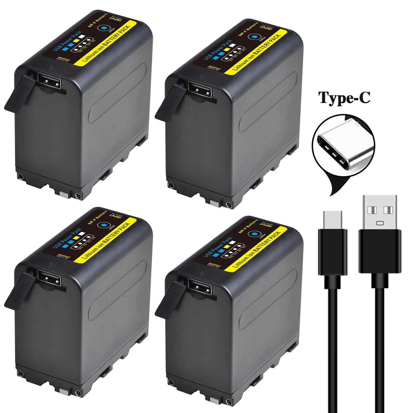 Batterie NP-F980 NP-F970 NP-F960 9600mAh avec recharge USB type C pour Sony PLM-100 CCD-TRV35 MVC-FD91 MC1500C...