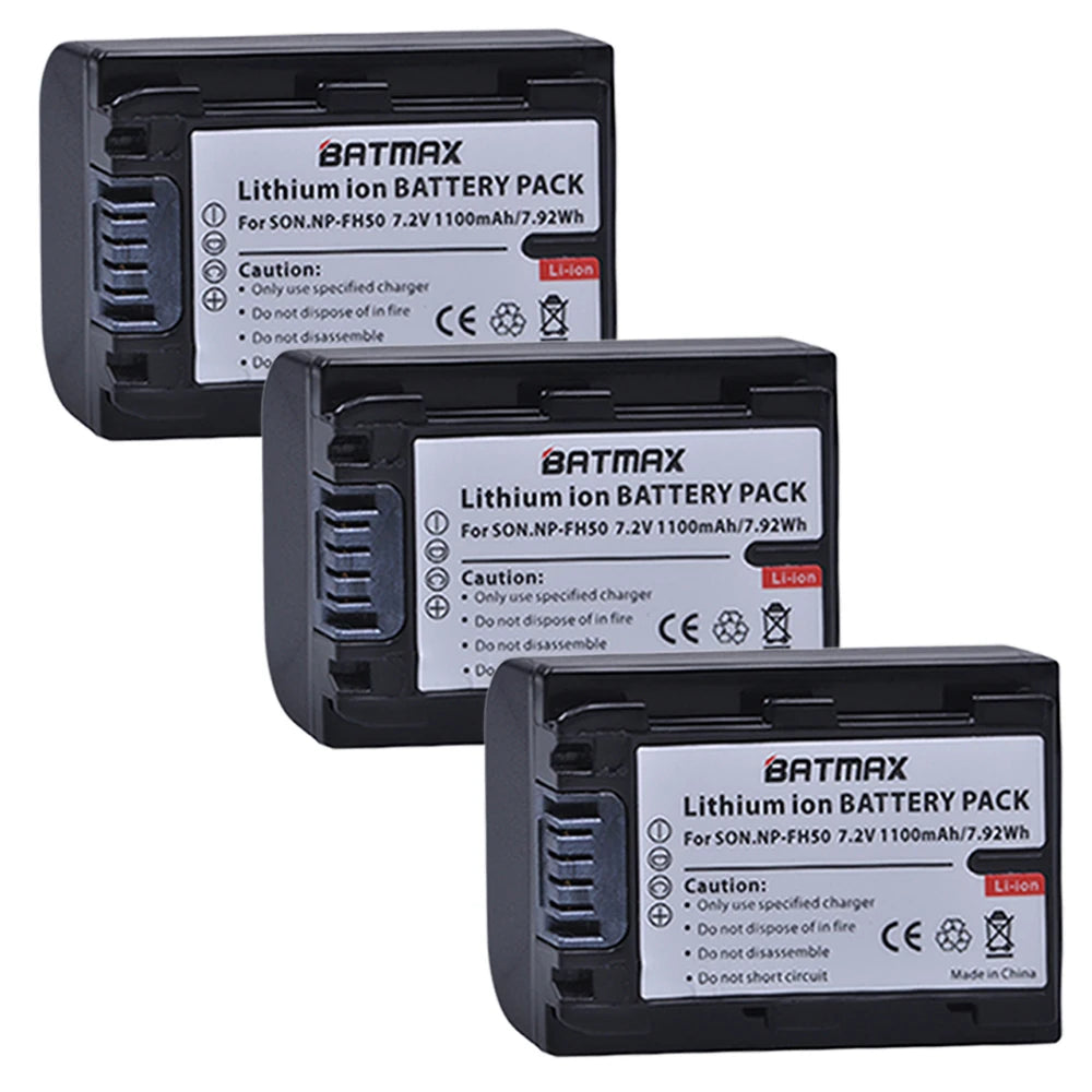 Batterie Batmax NP-FH50 NP-FH40 1100mAh + chargeur pour Sony A230 A330 A290 A380 A390 HDR-TG1E TG3 TG5 TG7 DSC-HX1
