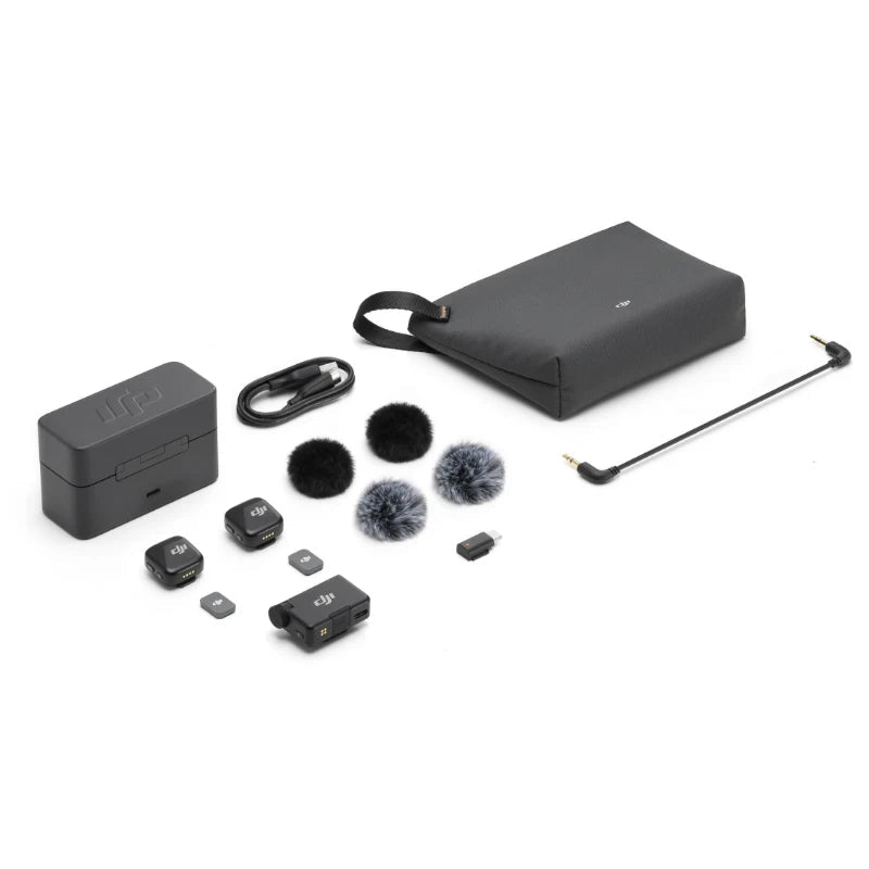 Micro DJI Mic Mini (2 TX + 1 RX + chargeur) Microphone sans fil avec suppression intelligente du bruit, audio de haute qualité