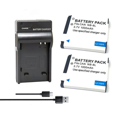 Batterie générique NB-8L NB8L NB 8L + Chargeur pour Canon PowerShot A3300 A3200 A3100 A3000 A2200 A1200 IS PC1589 PC1474 PC1585 PC1475 PC1590