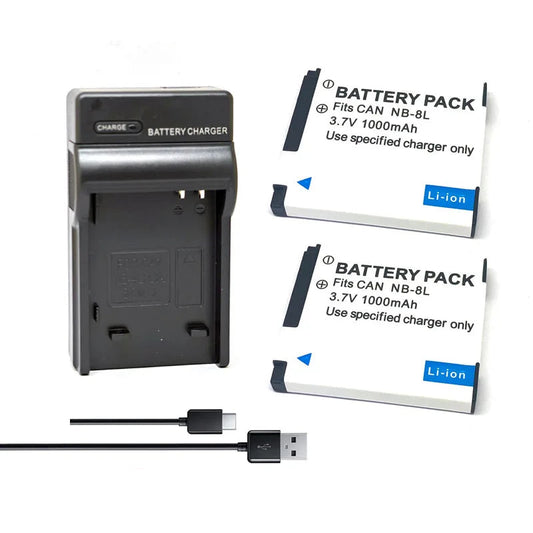 Batterie générique NB-8L NB8L NB 8L + Chargeur pour Canon PowerShot A3300 A3200 A3100 A3000 A2200 A1200 IS PC1589 PC1474 PC1585 PC1475 PC1590