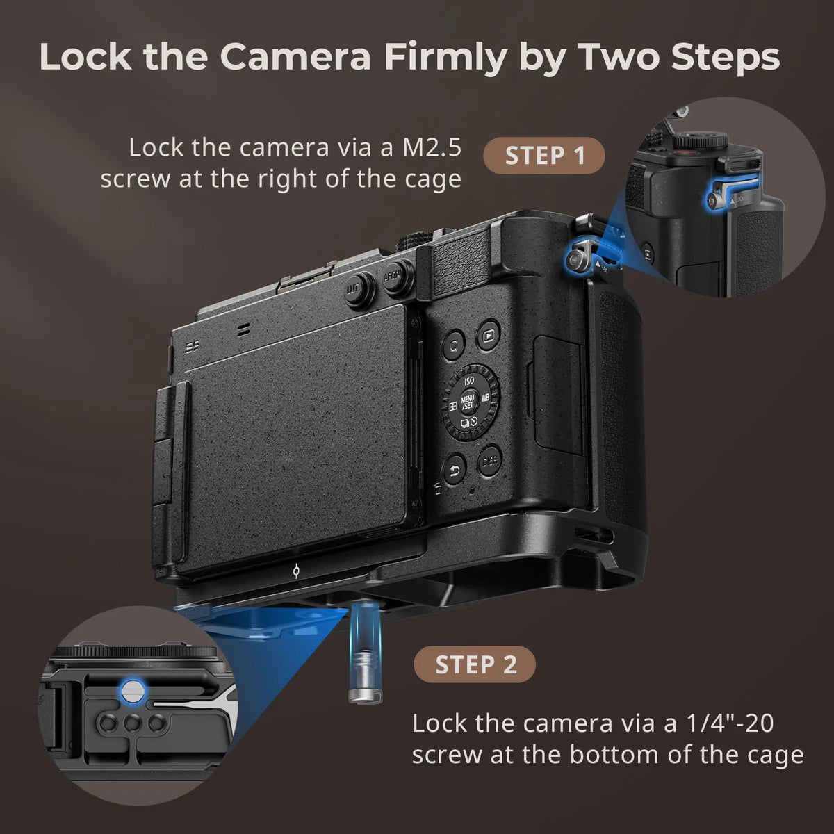 Cage SmallRig 4515 pour Panasonic LUMIX S9, avec poignée en bois et plaque à dégagement rapide Arca-swiss pour trépied de type Arca