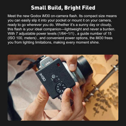 Mini Flash Godox iM30 iM20 pour Canon Fuji f1-230 Sony zv1 zve10 Ricoh gr3 Nikon Panasonic Olympus Pentax...