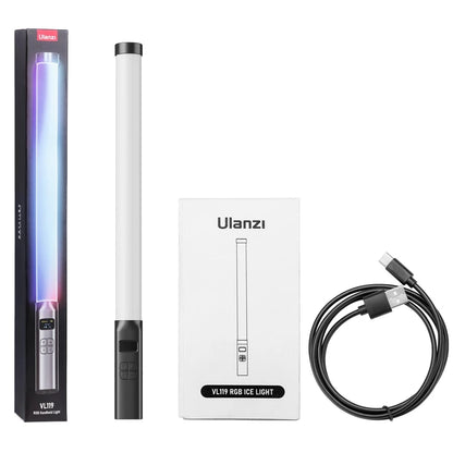 Bâton lumineux Ulanzi VL119 coloré RGB portable 19.68 pouces baguette lumineuse LED portable CRI 95 + 2500K-9000K lampe de Studio de photographie