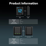Batterie TELESIN pour GoPro Hero 12, 11, 10, 9, 1750 mAh + Boîtier de Chargeur Rapide à 3 Voies