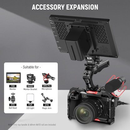 Poignée supérieure et rail de transmission en silicone confortable avec dégagement rapide pour appareil photo