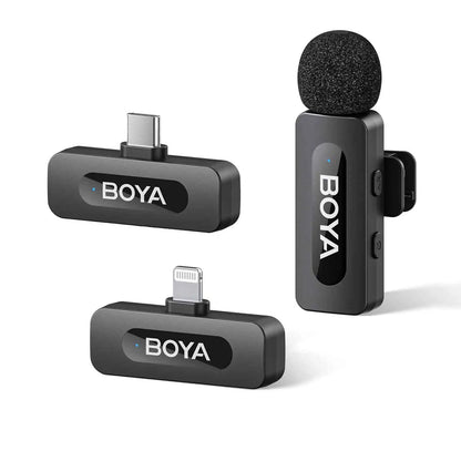 Mini Microphone Lavalier professionnel sans fil BOYA BY-V pour iPhone, iPad, Android, reflex, caméra, diffusion en direct, enregistrement de jeu, Interview, Vlog...