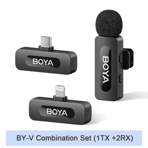 Mini Microphone Lavalier professionnel sans fil BOYA BY-V pour iPhone, iPad, Android, reflex, caméra, diffusion en direct, enregistrement de jeu, Interview, Vlog...