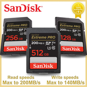 Carte mémoire SD SanDisk extrême Pro 200 MB/s de 32GB à 512GB 4K