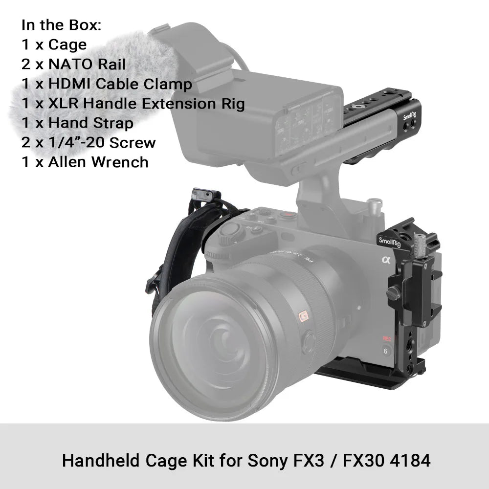 Cage SmallRig 4183 pour Sony FX30/FX3, Kit de plate-forme de caméra avec serre-câble, Rail NATO, accessoires pour micro et lumière