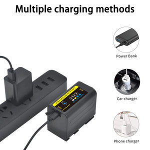 Batterie Batmax NP F750 NP F770 6400mAh avec indicateur LED + recharge USB Type C Port pour Sony NP F960 F970 NP-F550 CCD-TRV58 V1J z1...