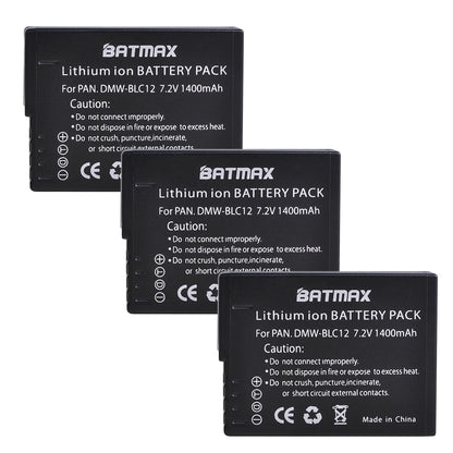 Batterie Batmax 1400mAh DMW-BLC12 BLC12 + Chargeur pour Panasonic Lumix DMC-G7, DMC-G85, DMC-G95, DMC-FZ1000, DC-FZ1000 II