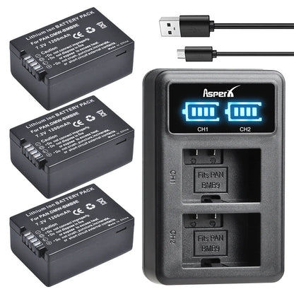 Batterie + chargeur Aspern DMW-BMB9 DMW BMB9 BMB9E pour Panasonic Lumix DC-FZ82 FZ70 FZ60 FZ100 FZ150 FZ40 FZ45 FZ47 FZ48