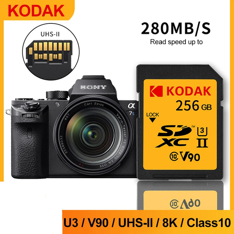 Carte mémoire SD Kodak SDHC 32 Go 64 Go 128 Go 256 Go 512 Go V30 V90 prise en charge de l'appareil photo