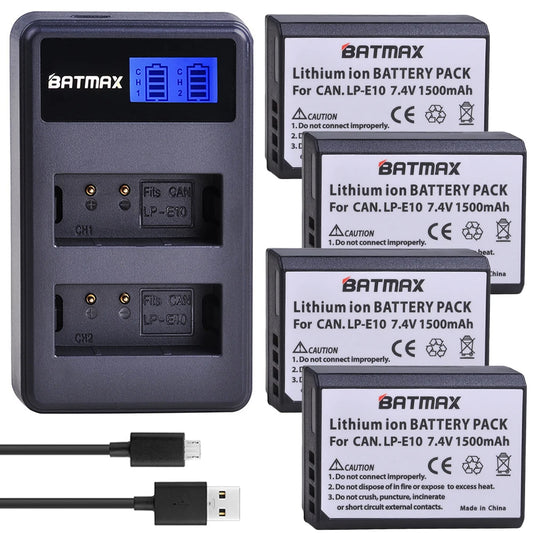 Batterie + chargeur double LP-E10 LP E10 LPE10 pour Canon EOS 1100D 1200D 1300D Kiss X50 X70 X80 Rebel T3 T5 T6...
