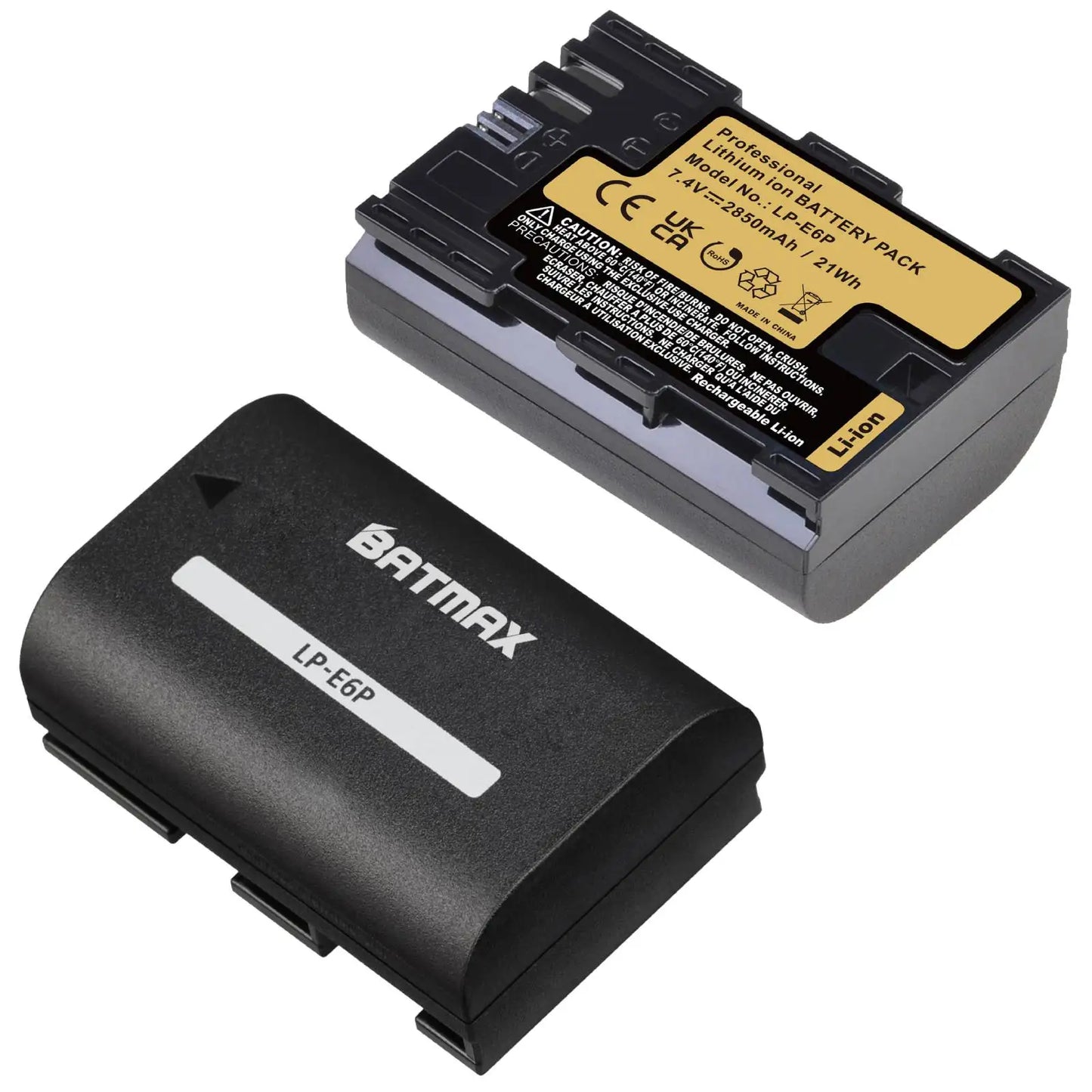Batteries Batmax LP-E6P LPE6P 2850mAh pour Canon R5 mark II, R5, R6, R6 mark II, R7, R...
