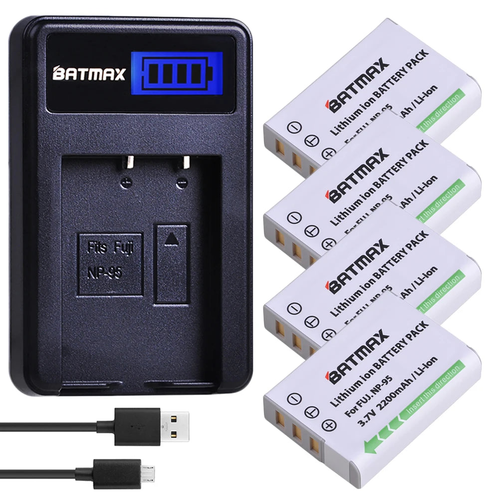 Batterie Batmax 2200mAh NP-95 NP 95 NP95 + chargeur USB LCD pour appareil photo 3D Fujifilm X30 X100 X100S X100T XS1 FinePix F30 F31