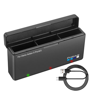 Batterie Probty 2200 mAh pour DJI Osmo Action 5 Pro Action 4 Action 3 + chargeur rapide 3 voie