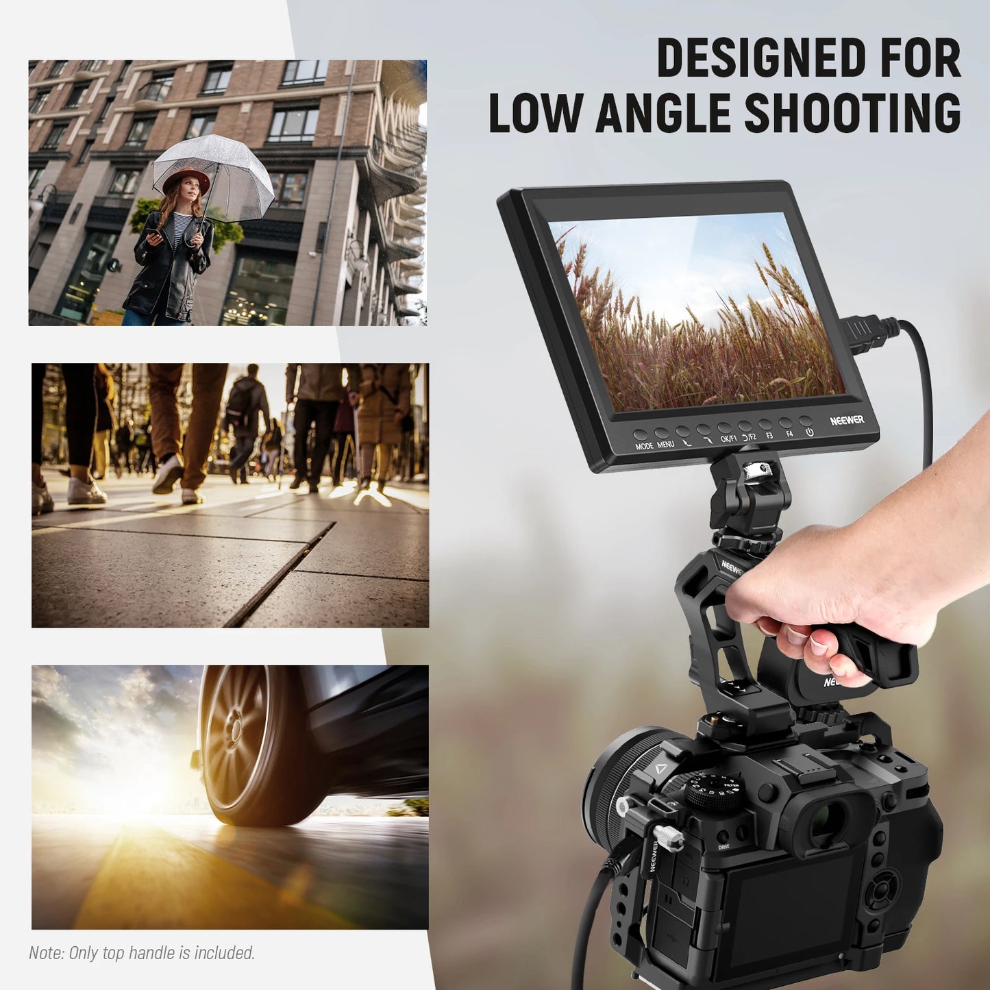 Poignée supérieure et rail de transmission en silicone confortable avec dégagement rapide pour appareil photo