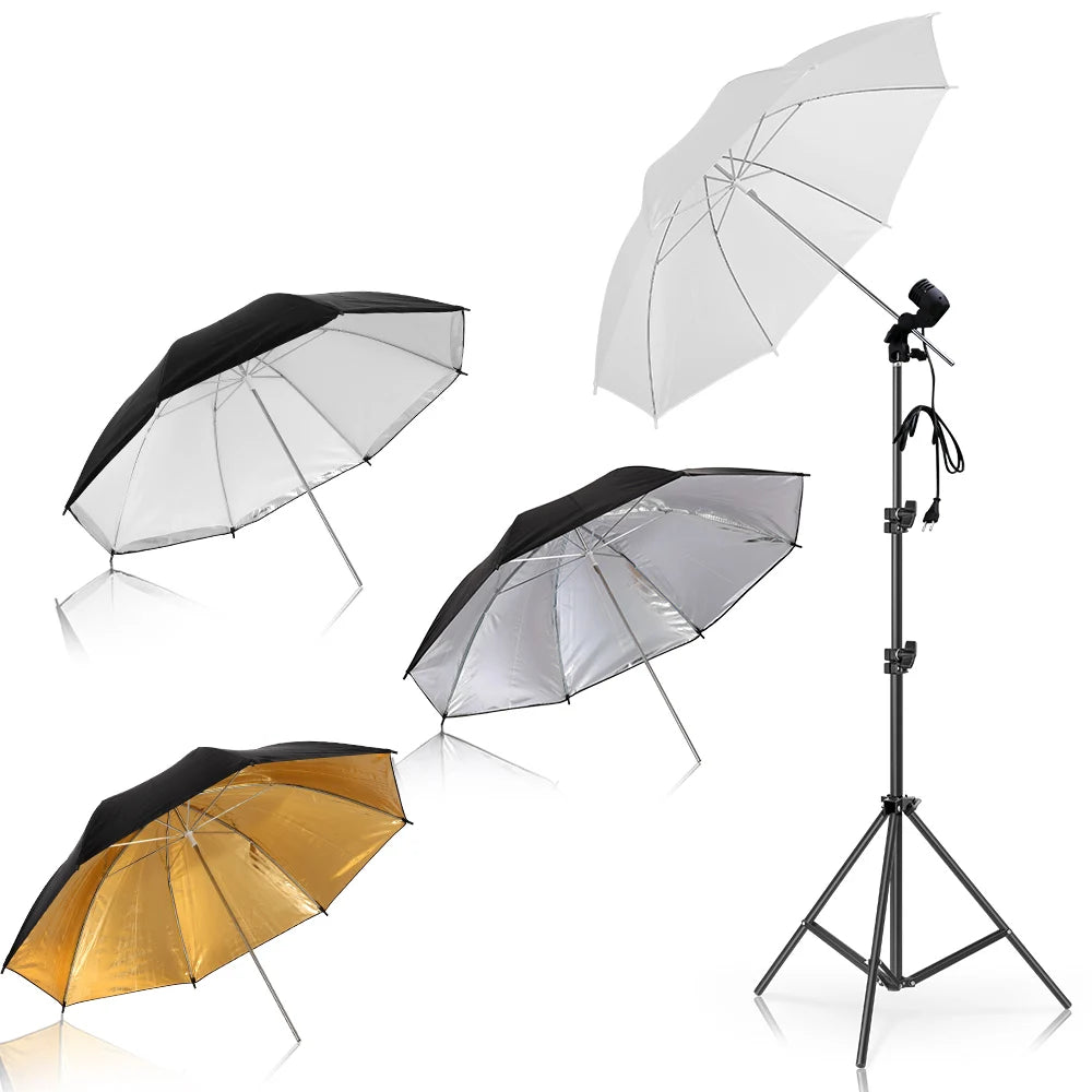 Parapluie réflecteur blanc, or, argent, noir sans support, pour studio photo, photographie, vidéo, 83cm, 4 pièces