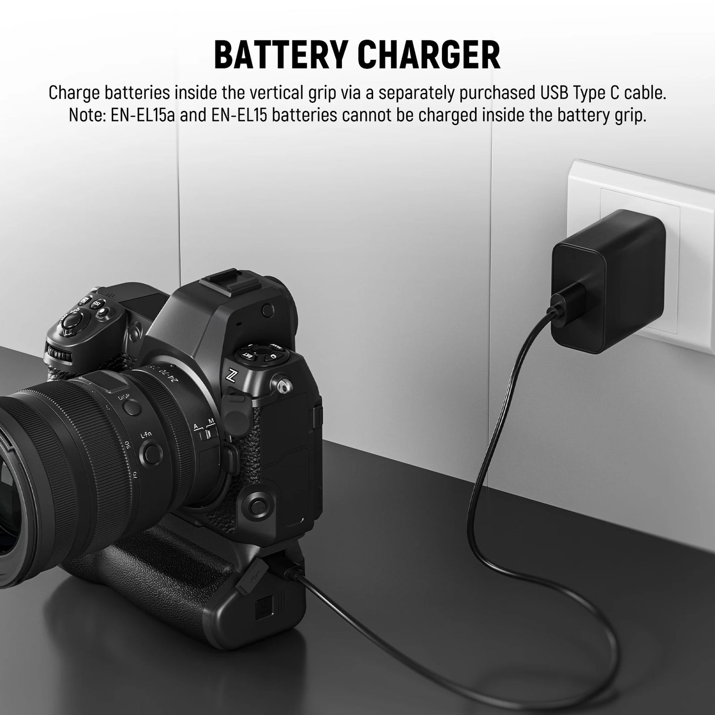 Grip NEEWER MB-N12 pour Nikon Z8 avec bouton d'obturation à distance 2.4G AF haute qualité