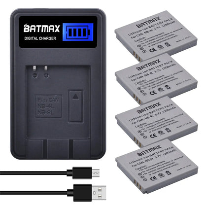 Batterie Batmax NB-4L NB4L + chargeur pour Canon IXUS 50 55 60 65 80 75 100 I20 110 115 120 130 IS 117 220 230 255 HS SD780