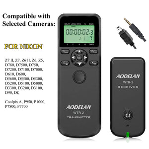 Télécommande intervallomètre AODELAN – minuterie sans fil WTR-2, pour appareil photo Canon, Nikon, Sony, Fujifilm, Panasonic C6, C8, N8, N10, S6, S8, O6, P6