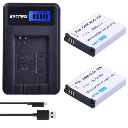 Batterie Batmax SLB-10A SLB 10A + chargeur pour Samsung P800 P1000 PL50 PL51 PL55 SL420 SL502 SL620 SL720 SL820 WB700