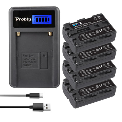 Batterie Probty 2300mAh NP-FM500H NP FM500H + chargeur USB LCD pour Sony Alpha A58 A57 A65 A77 A99 A900 A700 A580 A560 A550