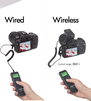 Télécommande intervallomètre AODELAN – minuterie sans fil WTR-2, pour appareil photo Canon, Nikon, Sony, Fujifilm, Panasonic C6, C8, N8, N10, S6, S8, O6, P6