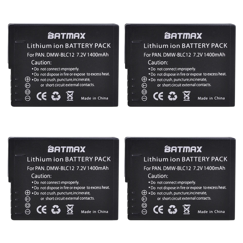 Batterie Batmax 1400mAh DMW-BLC12 BLC12 + Chargeur pour Panasonic Lumix DMC-G7, DMC-G85, DMC-G95, DMC-FZ1000, DC-FZ1000 II