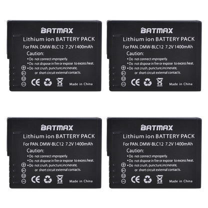 Batterie Batmax 1400mAh DMW-BLC12 BLC12 + Chargeur pour Panasonic Lumix DMC-G7, DMC-G85, DMC-G95, DMC-FZ1000, DC-FZ1000 II
