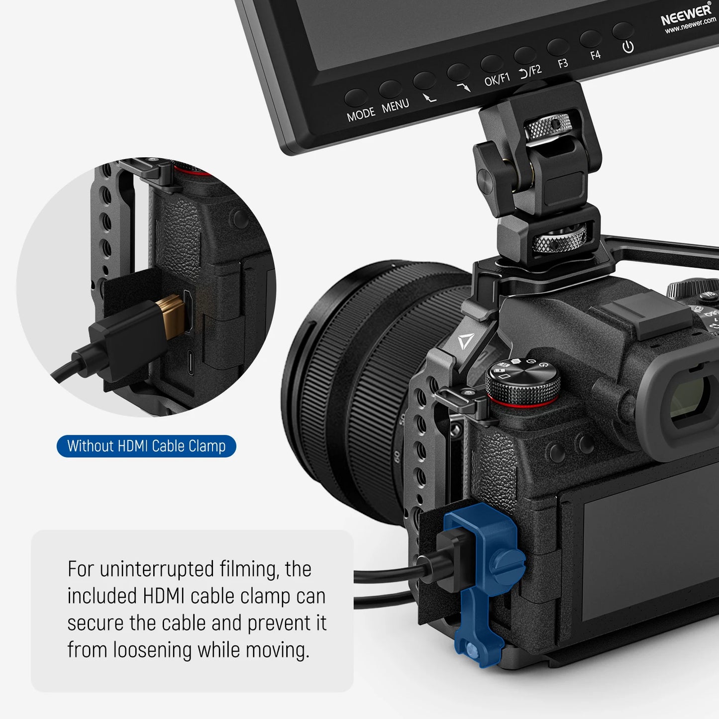 Cage pour Panasonic LUMIX S5 II/S5 IIX G9 II avec pince de câble HDMI, base Arca QR