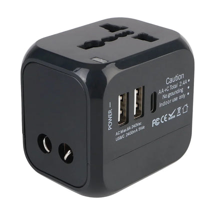 Adaptateur chargeur de prise de voyage universel US EU UK AU avec 2 USB et 1 Type C