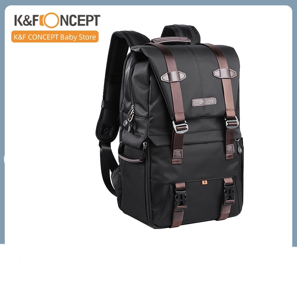 Sac à dos K&F CONCEPT haute qualité pour appareil photo + ordinateur portable 15,6 pouces avec housse anti-pluie