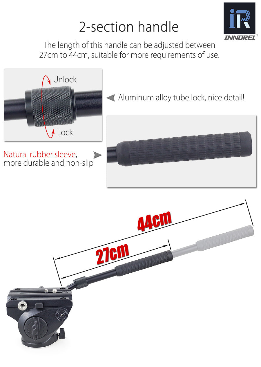 Tête fluide Innorel H80 haute qualité 360° pour tripod, monopod, manfrotto 501PL...