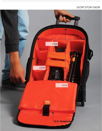 Valise professionnelle à roue Jealiot T-80 pour trépied, 2 reflex + 4 objectifs