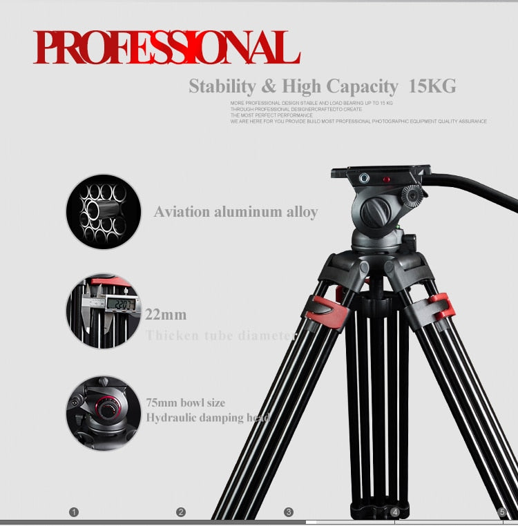 Trépied miliboo Portable tripod MTT609A/B Aluminum/Fibre de carbone 15KG 170 cm