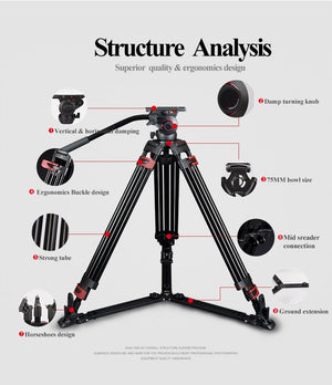 Trépied miliboo Portable tripod MTT609A/B Aluminum/Fibre de carbone 15KG 170 cm