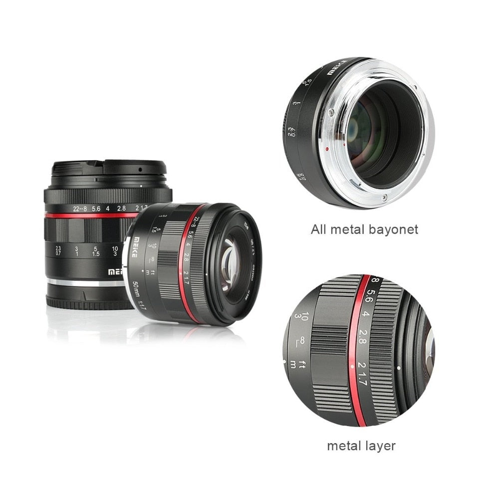 Objectif Meike 50mm F1.7 pour Sony A E-mount A6500 NEX7 A7III