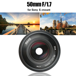 Objectif Meike 50mm F1.7 pour Sony A E-mount A6500 NEX7 A7III