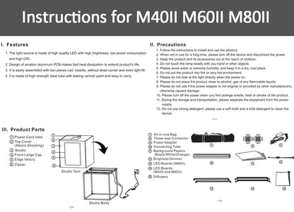 Lightbox Capsaver portable 40cm 60cm 80cm + 3 backgrounds