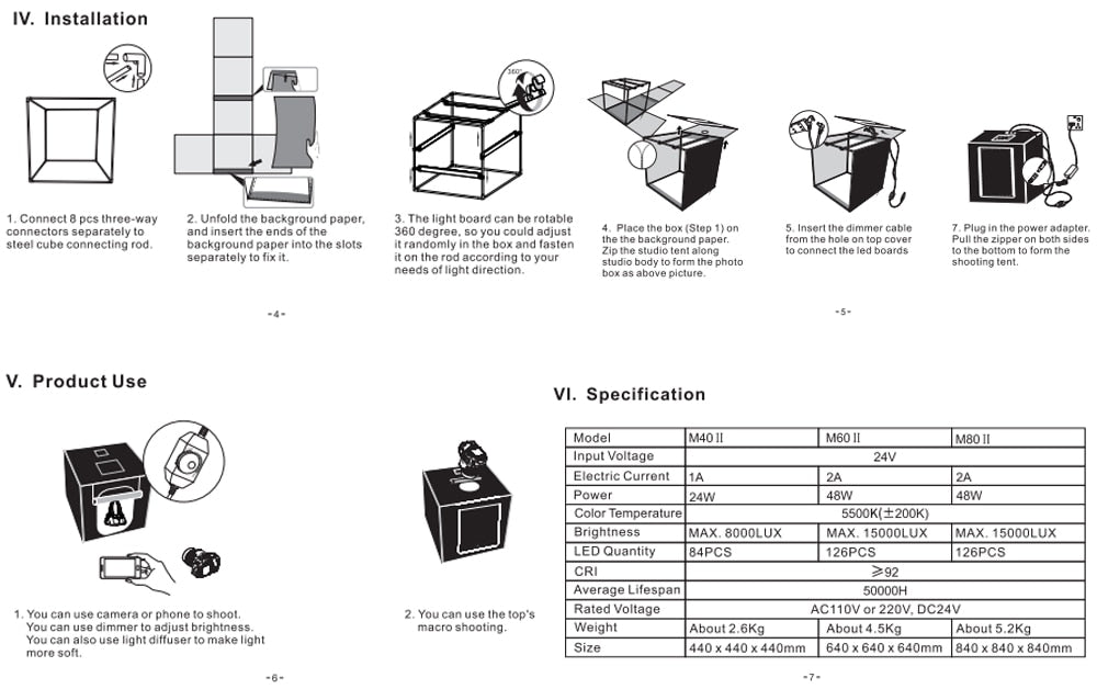 Lightbox Capsaver portable 40cm 60cm 80cm + 3 backgrounds