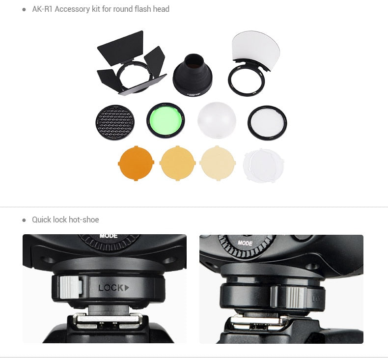 Flash Godox V1 V1S/V1N/V1C TTL pour Sony/Nikon/Canon/Fujifilm/Olympus