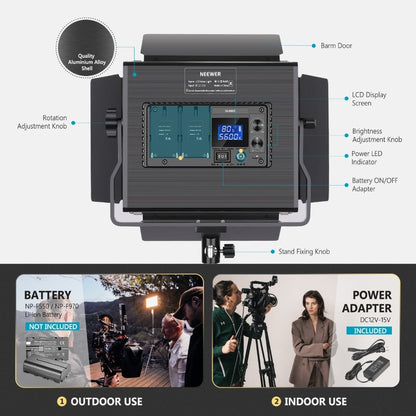 Panneau LED Neewer 660 LED bicolore avec écran LCD pour studio, vidéo YouTube